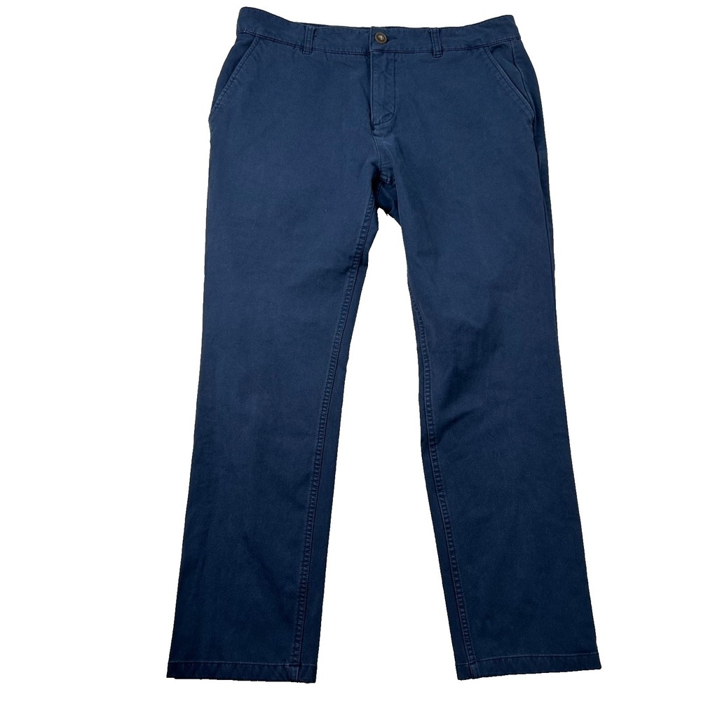 Mugsy Pants Mens 35x30 (fits 33x28) Morgans Chino Straight Flat Navy Blue Khakis
